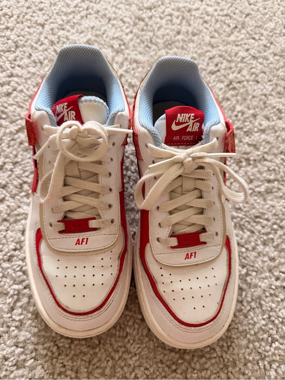 Nike Kids White and Red Air Force 1 Sneakers